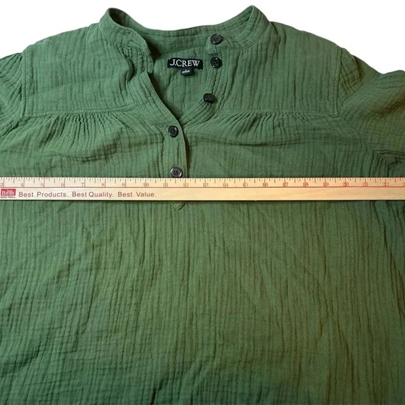 J.Crew Women's Size L Soft Gauze LS Fresco Top Popover Utility Green - Picture 5 of 6